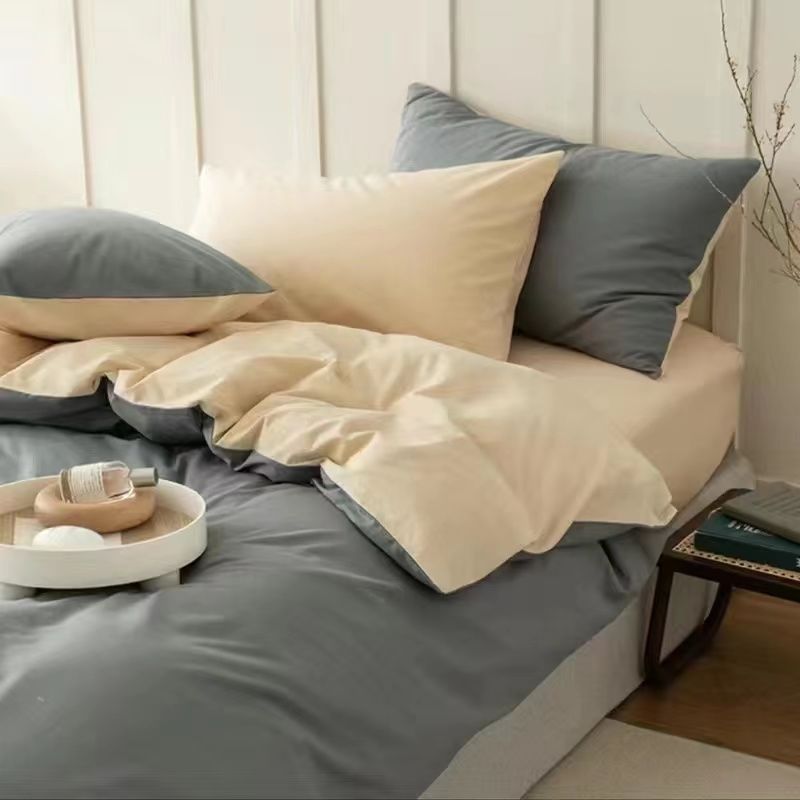 Ins Style Bedding Set Nordic Single Double Flat Sheet Duvet Cover Pillowcase Soft Microfiber Full Queen Size Bed Linen