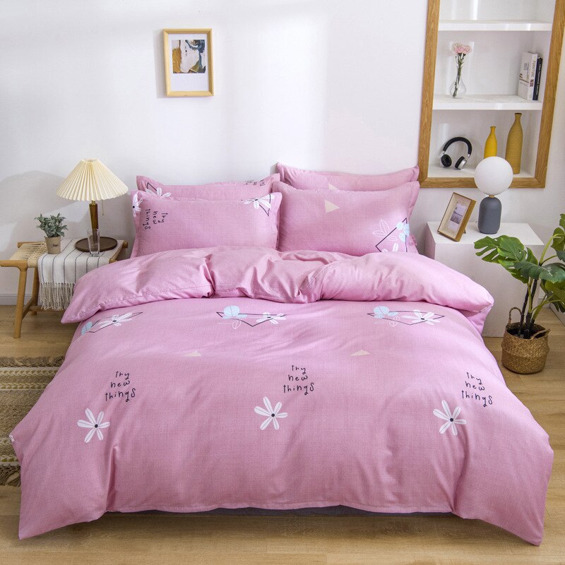 Qfdian Beddings Sets New Cotton Four-piece Set Thickened Brushed Bedding School Dormitory Three-piece Bedding Set Luxury Bed Linen