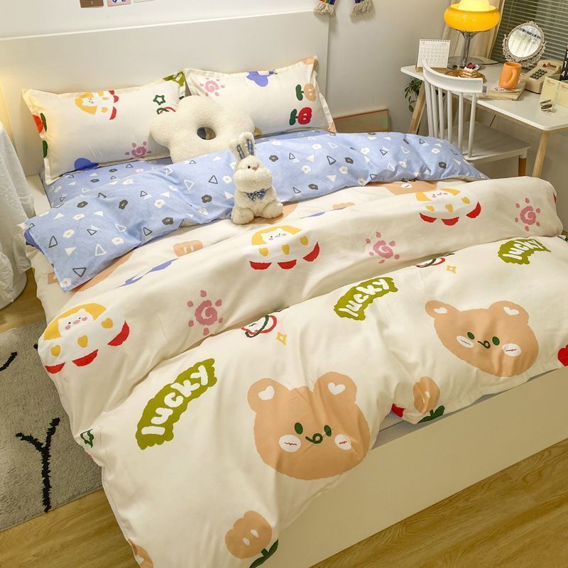 Dinosaur Bedding Set Kawii Boys Girls Duvet Cover Flat Sheet Pillowcase New Single Queen Bed Linen Soft Kids Home Textile