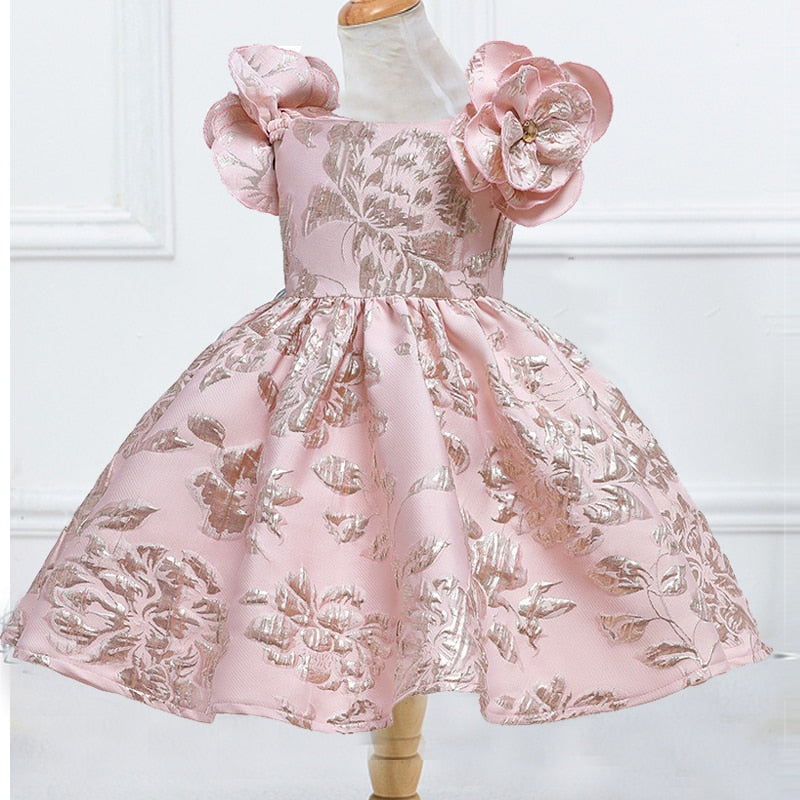 Qfdian halloween costumes christmas costumes Kids Dresses For Girls Evening Party Dress Elegant Princess Dress Flowers Kids White Wedding Dress 2022 Summer Children Clothing