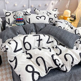 Grey Bedding Set Soft Duvet Cover Flat Sheet Pillowcase Bed Linens Single Full Dormitory Bedroom Home Textile