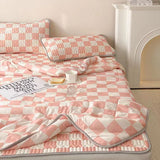 Ins Summer Ice Silk Latex Sheets Breathable Summer Quilted Quilt Four-piece Set Foldable Washable Dormitory Three-piece Set Bed