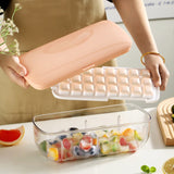 Silicone Ice Cube Tray with Lid 2 In 1 Ice Cube Storage Box Ice Cream Making Mould Party Bar Drinks Whiskey Cocktail Ice Maker