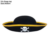 Qfdian halloween decorations halloween costumes halloween gift Halloween Pirate Hat Cap Decoration Kids Adult Halloween Masquerade Captain Cosplay Costume Props Pirate Theme Birthday Party