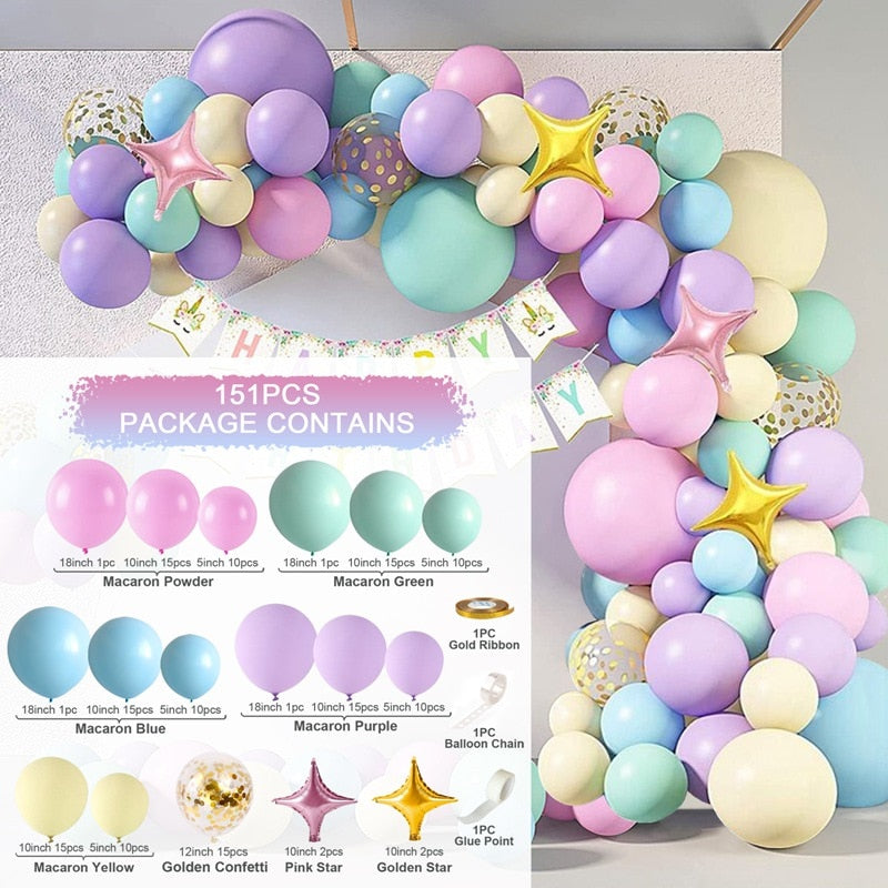 Qfdian halloween decorations christmas decorations Macaron Balloons Garland Latex Ballons Arch Happy Birthday Party Decor Kids Adult Wedding Baloon Chain Baby Shower Balon