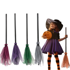 Qfdian halloween decorations halloween costumes halloween gift Witch Broom Halloween Decoration Cosplay Party Witch Props Kids Toys photo props Halloween Children Gifts Kids Party props