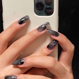 24PCS/Box 2023 New Artificial Nails With Glue Milky White Pink Gradients Long Ballet Full Cover Acrylic Nail Stick Fake Nail Tips