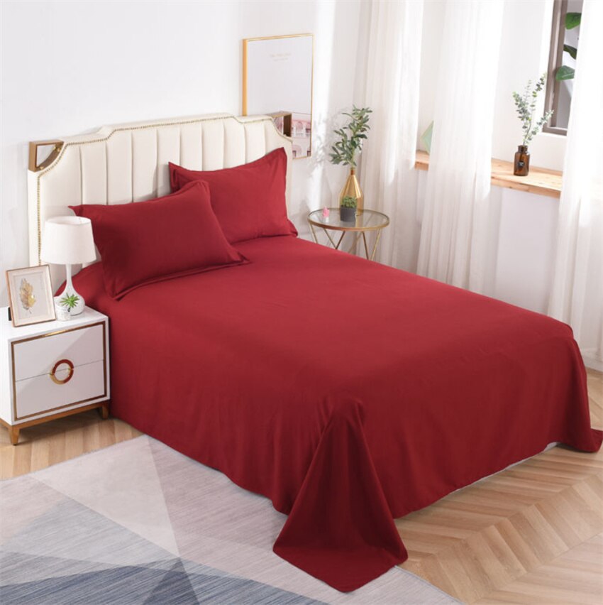 1pc Cotton Flat Sheet 19Solid Color Luxury Bed Sheets Soft Comfortable Bedsheet Single Queen King Size Bed Linens High Quality