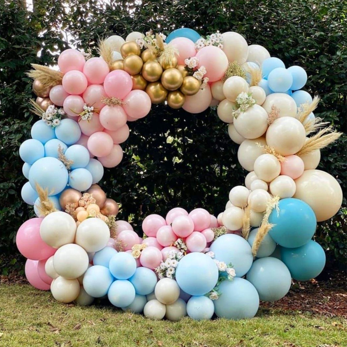 Qfdian birthday decorations Round Balloon Arch Kit Holder Bow of Balloon Circle Wreath Balloon Stand Support Wedding Birthday Party Decor Baby Shower