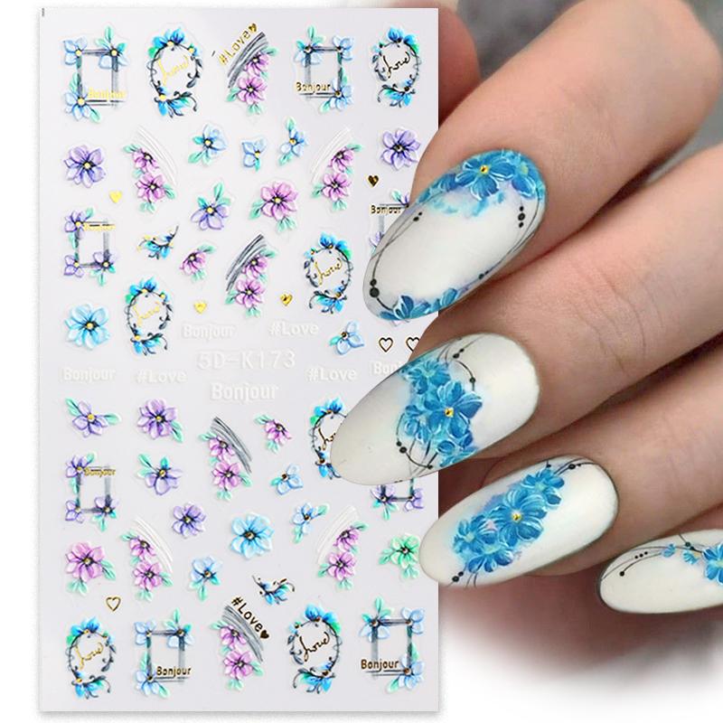 Qfdian christmas decor ideas nightmare before christmas 1PC 5D Nail Stickers Winter Santa Claus Self-Adhesive Slider Nail Art Decorations Christmas Snow Decals Manicure Accessories