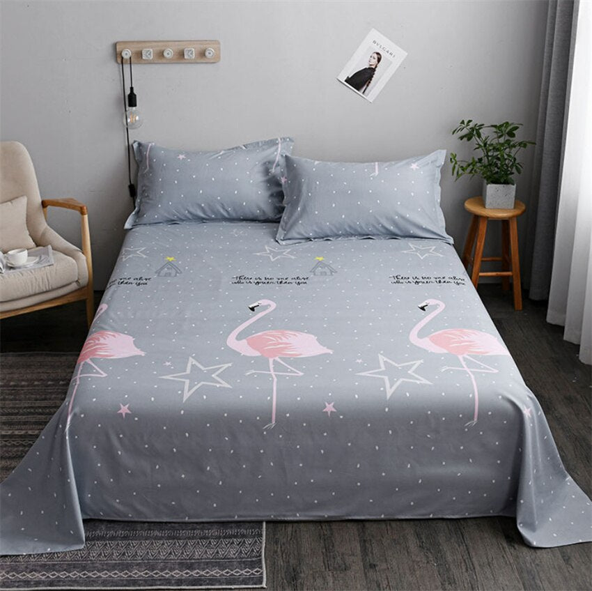 Soft Bed Sheet Set 3pcs Bedding Sheets Fashion Flat Bedsheet Pillowcase 120/150/180/200/220/250cm Polyester Bed Linens Bedspread