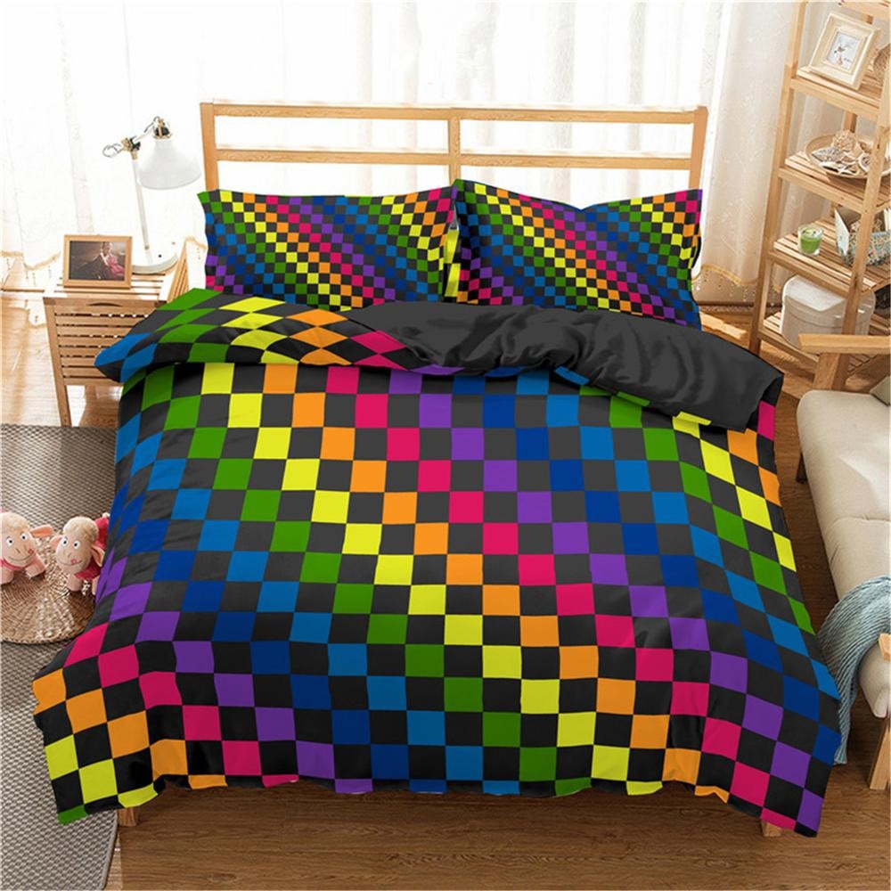 Rainbow Printing Bedding Set Colorful Stripe Comforter Cover Soft Bedding Set Twin King Queen Size 2/3pcs Polyester Quilt Cover