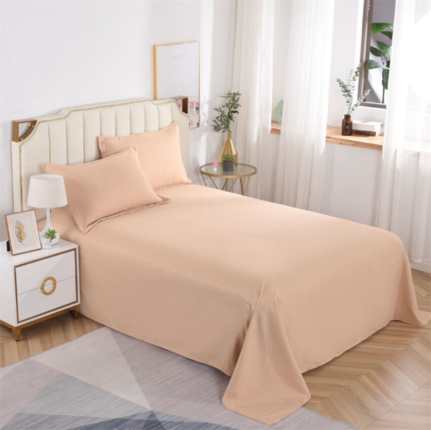 1pc Cotton Flat Sheet 19Solid Color Luxury Bed Sheets Soft Comfortable Bedsheet Single Queen King Size Bed Linens High Quality