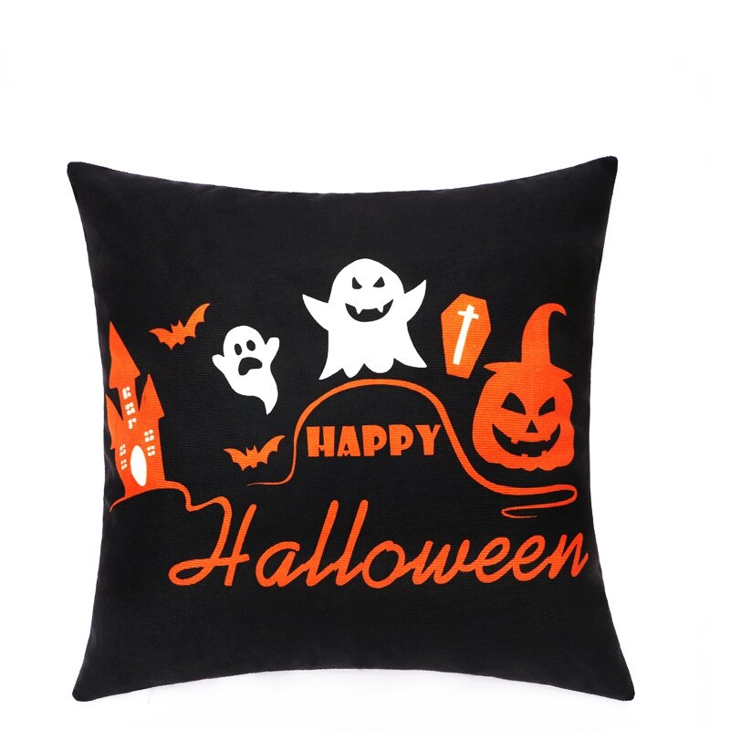 Qfdian halloween decorations Halloween Decoration Pillow Cover Decorative Halloween Square Pillowcase Soft Solid Cushion Case for Sofa Bedroom Car Home Decor