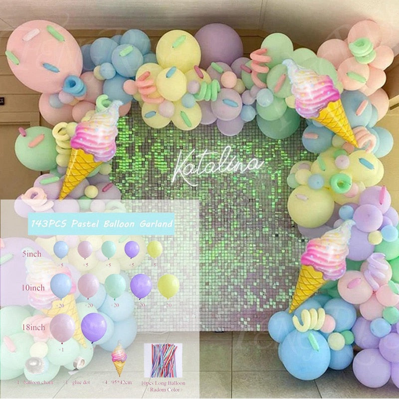 Qfdian halloween decorations christmas decorations Macaron Balloons Garland Latex Ballons Arch Happy Birthday Party Decor Kids Adult Wedding Baloon Chain Baby Shower Balon