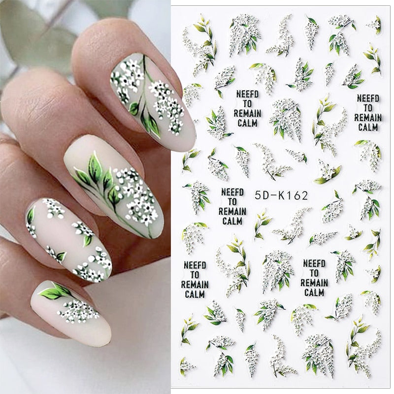 Qfdian christmas decor ideas nightmare before christmas 1PC 5D Nail Stickers Winter Santa Claus Self-Adhesive Slider Nail Art Decorations Christmas Snow Decals Manicure Accessories