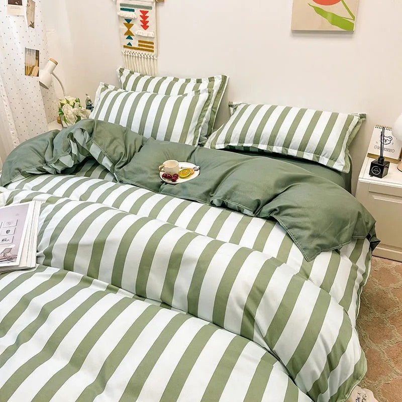 Fashion Duvet Cover Flat Sheet Pillowcases Set Single Queen Size Bed Linen Boys Girls Bedding Set Cute Kids Home Textile