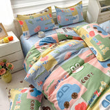 Stripes Bedding Set Nordic Ins Style Flat Sheet Duvet Cover Pillowcase Single Double Full Size Bed Linen Fashion Home Textile