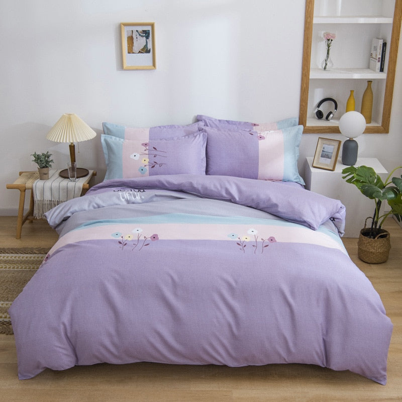 Qfdian Beddings Sets New Cotton Four-piece Set Thickened Brushed Bedding School Dormitory Three-piece Bedding Set Luxury Bed Linen