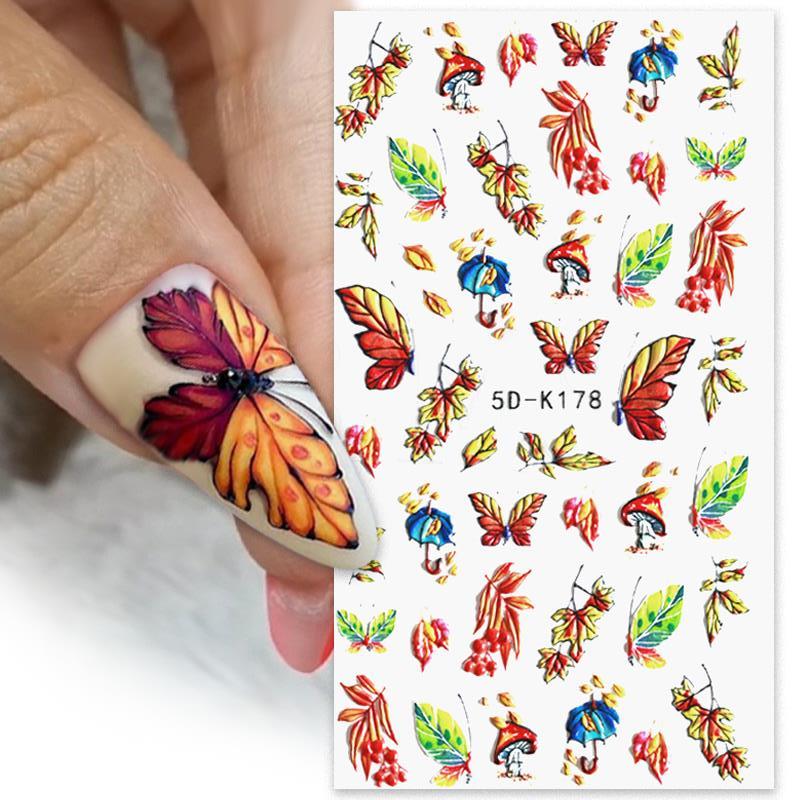 Qfdian christmas decor ideas nightmare before christmas 1PC 5D Nail Stickers Winter Santa Claus Self-Adhesive Slider Nail Art Decorations Christmas Snow Decals Manicure Accessories