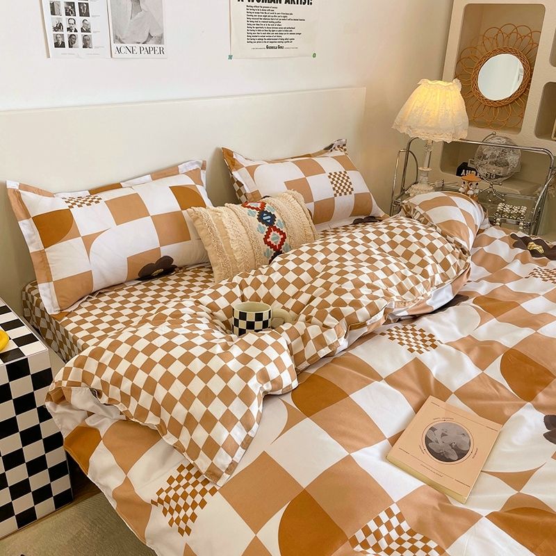 Nordic Duvet Cover Flat Sheet Pillowcases Set Solid Color Twin Queen Size Ins Style Bed Linen Boys Girls Bedding Home Textile