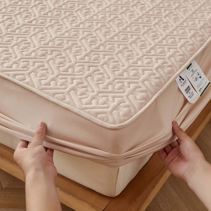 Qfdian Pure Cotton Soft Quilted Mattress Cover Anti-bacterial King Size Customized Bed Pad Protector Cover Not Included Pillowcase