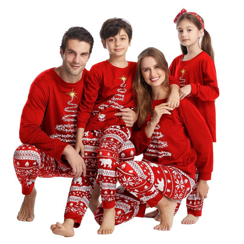 Qfdian halloween costumes christmas costumes Couple Family Christmas Pajamas 2022 New Year Costume For Children Mother Kids Clothes Matching Outfits Christmas Pajamas Set