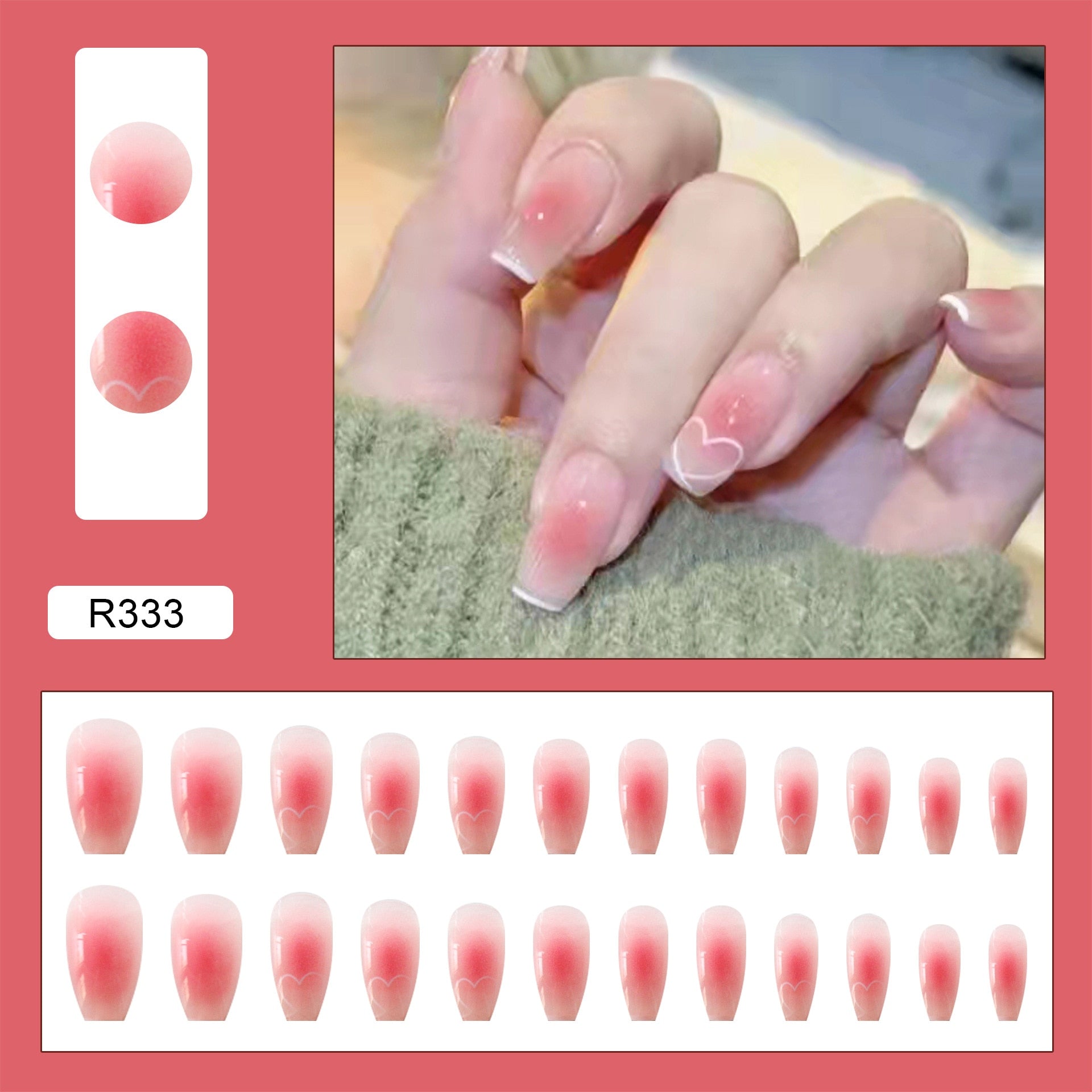 24PCS/Box 2023 New Artificial Nails With Glue Milky White Pink Gradients Long Ballet Full Cover Acrylic Nail Stick Fake Nail Tips