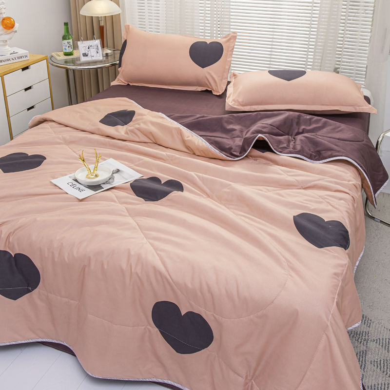 Qfdian Princess Style Summer Quilts Washable Floral Cartoon Single Double Queen Blanket Bedspread Air Conditioning Girls Boys Comforter