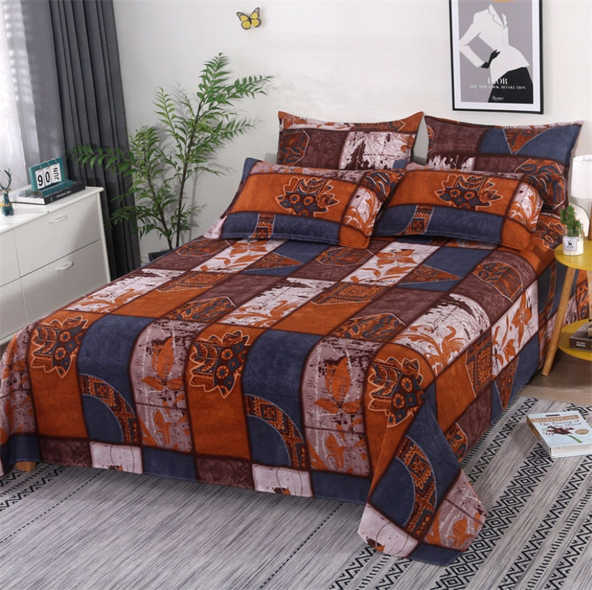 3 Pieces Bed Sheet Set 1pc Flat Sheets and 2pcs Pillowcase Washed Cotton Beds Linens Soft Comfort Bed Cover Double Queen Size