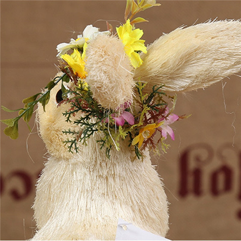 Qfdian easter decorations clearance New Creative Children Easter Bunny Decoration Cute Straw Rabbit Home Decorative Ornaments Gift For Mother Kids Friends