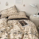 Classic Stripes Bedding Set Soft Pure Cotton Breathable Flat Sheet Duvet Cover Pillowcases Single Queen Size Dormitory Bed Linen
