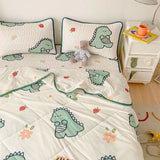 Ins Summer Ice Silk Latex Sheets Breathable Summer Quilted Quilt Four-piece Set Foldable Washable Dormitory Three-piece Set Bed