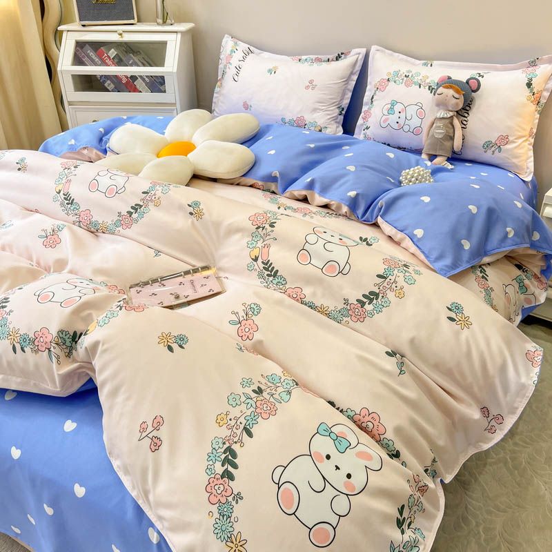 Cute Bedding Set Fashion Single Double Size Flat Sheet Duvet Cover Pillowcase Soft Microfiber Boys Girls Bed Linen