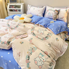 Cute Bedding Set Fashion Single Double Size Flat Sheet Duvet Cover Pillowcase Soft Microfiber Boys Girls Bed Linen