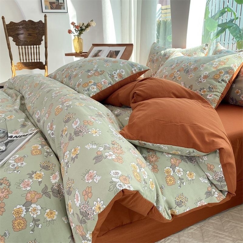 Cartoon Strawberry Home Bedding Set Simple Nordic Floral Duvet Cover With Sheet Soft Comforter Covers Pillowcases Bed Linen