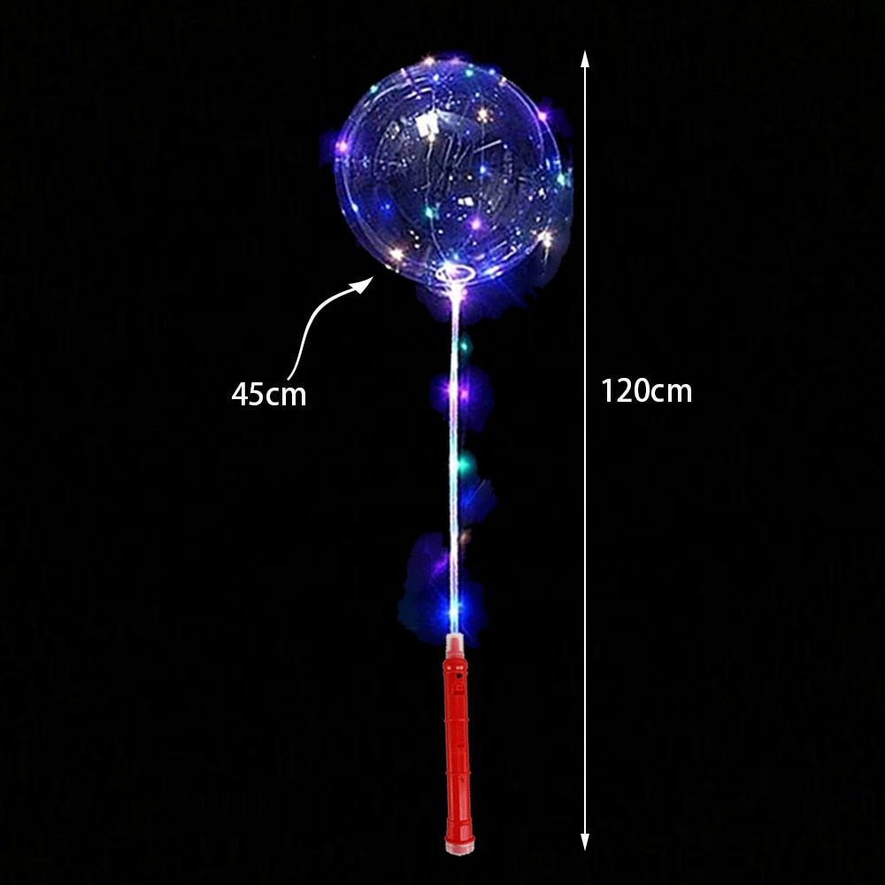 1Set LED Light Up Bobo Balloons With Flashing Handles Christmas Birthday Party Decorations Xmas Ballons Kids New Year Toys Gifts