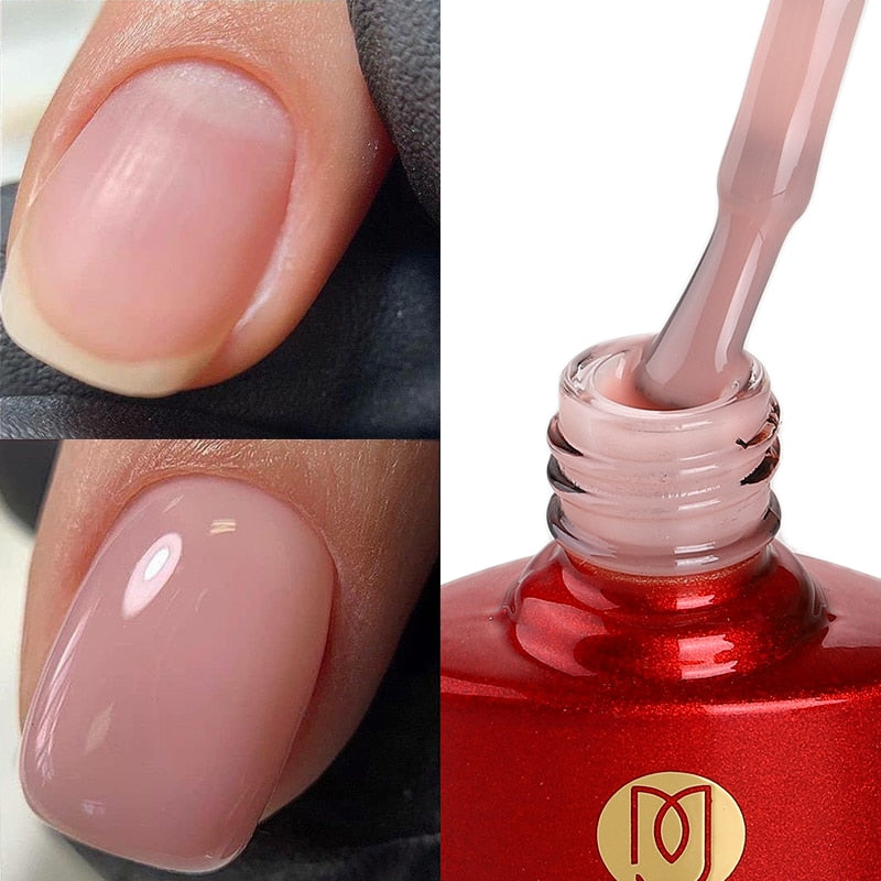 QFDIAN Milky Pink Rubber Base Gel Camouflage Color Coat Nude Brown Soak Off Nails Gels Varnish Lacquer 10ml UV LED Gel