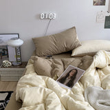Ins Nordic Bedding Set Solid Color Simple Washable for Student Dormitory Single Double Size Soft Home Textile