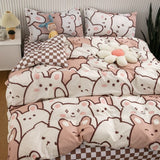 INS Cartoon Rabbit Bedding Set Strawberry Flower Quilt Cover For Kids Girls Bedspread Decor Home Single Double Size