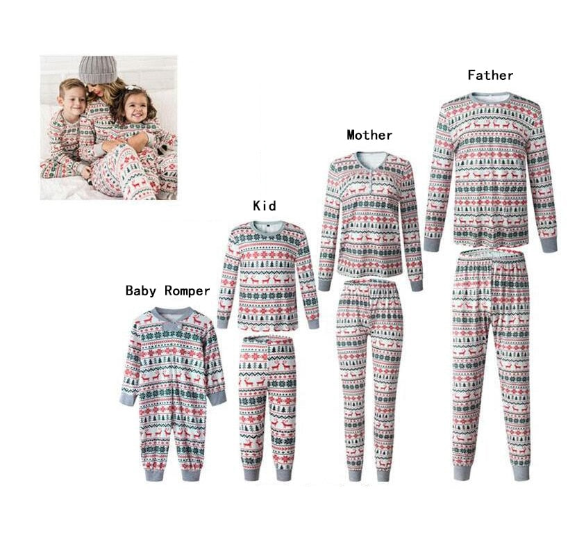 Qfdian halloween costumes christmas costumes 2022 Family Matching Clothes Christmas Pajamas Set Mother Father Kids Son Matching Outfits Baby Girl Rompers Sleepwear Pyjamas