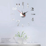 Mini Home Wall Clock 3D DIY Acrylic Mirror Stickers For Home Decoration Living Room Quartz Needle Self Adhesive Hanging Watch