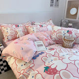 Green Sweetheart Bedding Set Carrot Soft Full Queen Size Boys Girls Duvet Cover No Filler Flat Sheet Pillowcases Home Textile