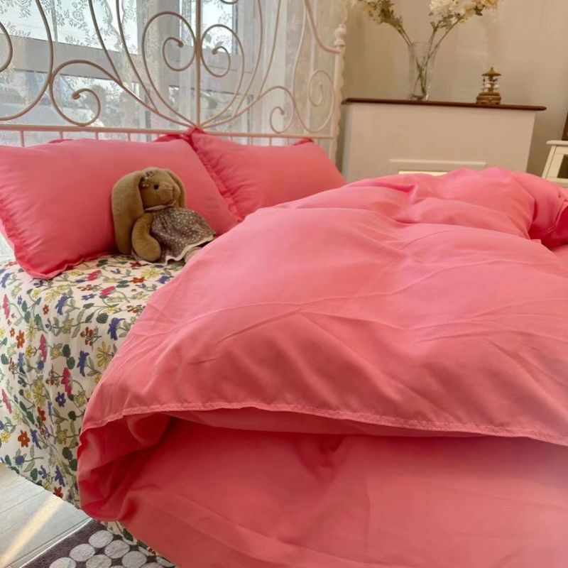 Cute Kids Bedding Set Soft Spring Summer 2023 Duvet Cover Flat Sheet with Pillowcases No Filling Single Queen Size Bed Linen