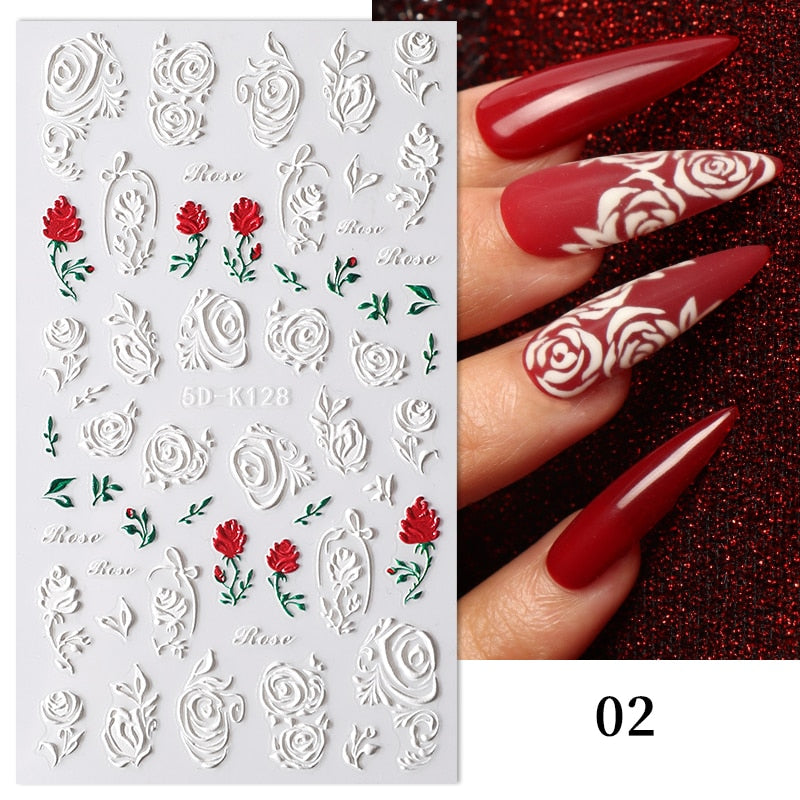 Qfdian christmas decor ideas nightmare before christmas 1PC 5D Nail Stickers Winter Santa Claus Self-Adhesive Slider Nail Art Decorations Christmas Snow Decals Manicure Accessories