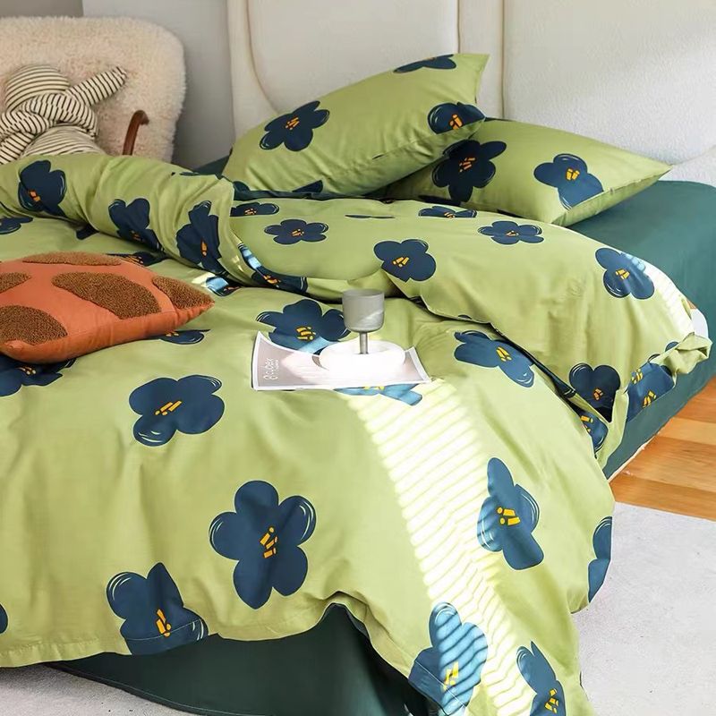 Green Flower Bedding Set Bed Sheet Set Flat Sheet Pillowcases Duvet Cover Cool Fashion Home Textile For Adults Kids Bed Linen