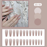 QFDSIAN 24pcs/box Full Cover fake Press on Nails Matte Yellow Pure Acrylic Frosted Ballerina acrylic for nails for Women free shipping