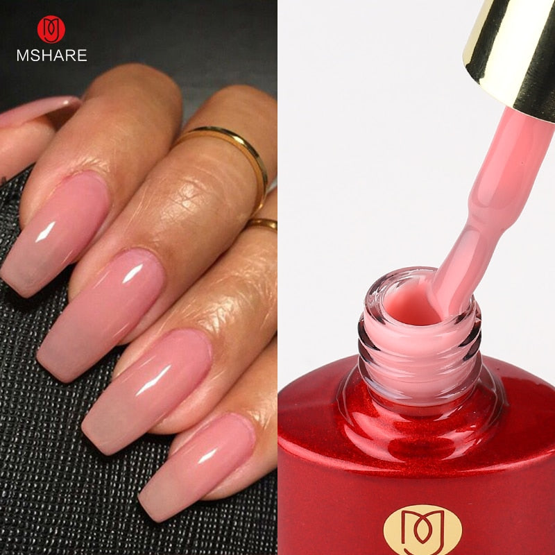 QFDIAN Milky Pink Rubber Base Gel Camouflage Color Coat Nude Brown Soak Off Nails Gels Varnish Lacquer 10ml UV LED Gel