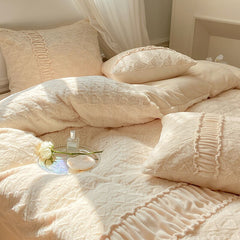 luxury Artificial snow Rabbit fleece Winter Spring Bedding Set queen Warm Duvet Cover Set with Sheets high end king size bed set