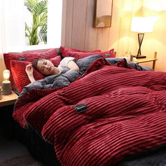 Qfdian Cozy apartment aesthetic hot sale new Solid Color Velvet Duvet Cover for Household Winter Warmth Thick Bedding Set Double Quilt Cover Twin Queen King Duvet Cover